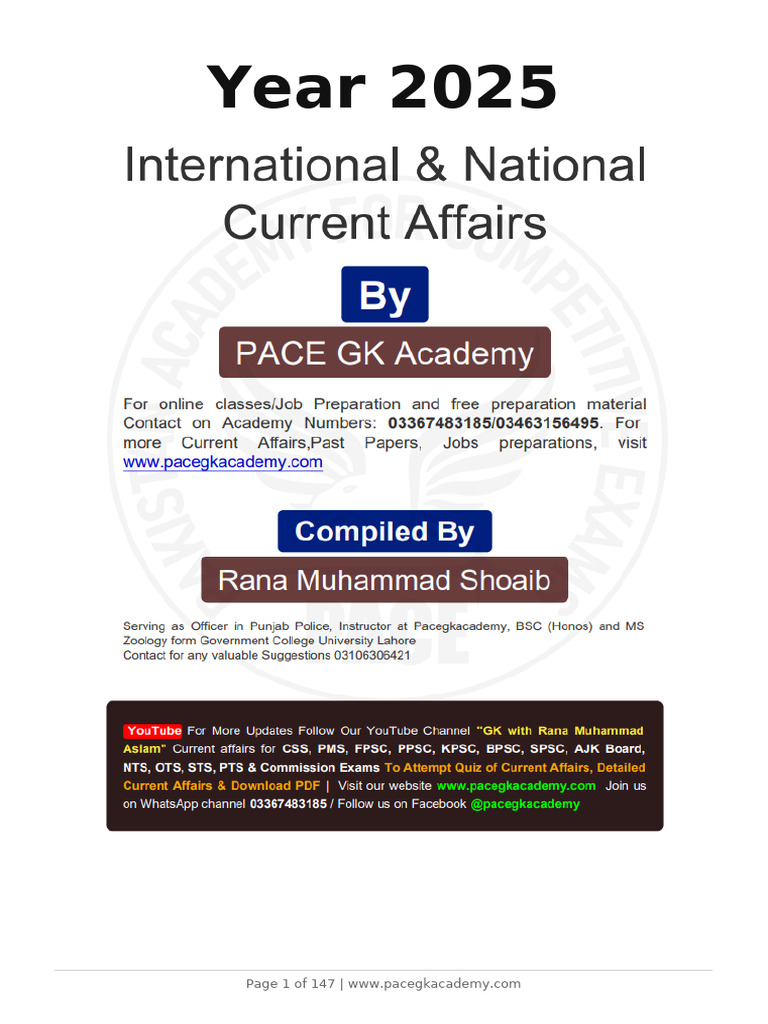 Current Affairs Pakistan 2025 Quiz | PDF | Pakistan | Nawaz Sharif