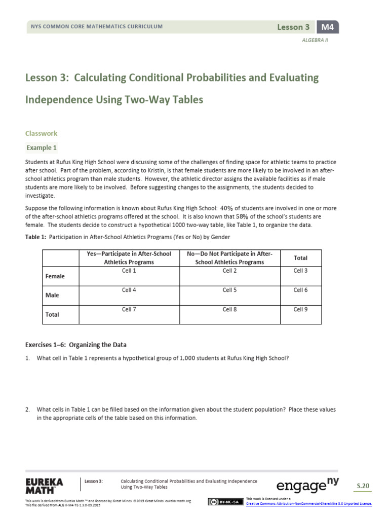 Conditional Probabilities with Two-Way Tables | PDF | Mathematics ...