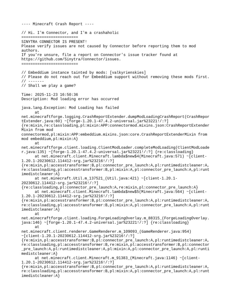 Minecraft Mod Loading Crash Report | PDF | Graphics Processing Unit ...