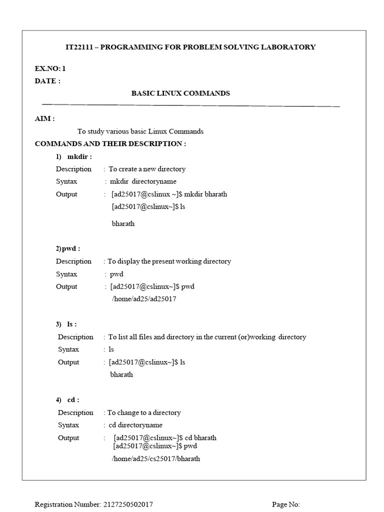 Basic Linux Commands Overview | PDF | Computer File | Filename