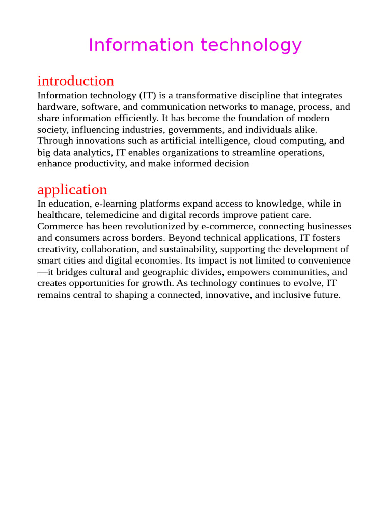 The Impact of Information Technology | PDF