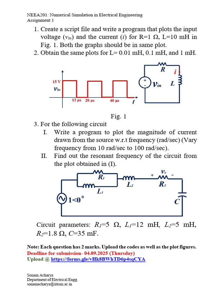 Numerical Simulation Assignment in EE | PDF