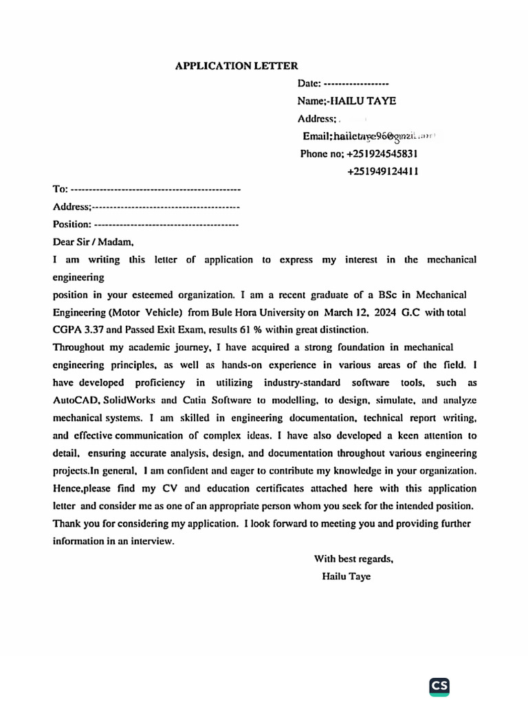 Haile CV Document - 1 | PDF