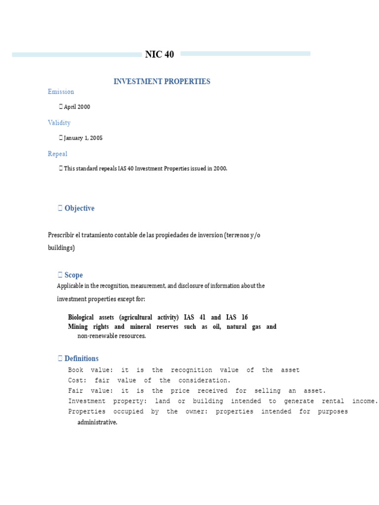 IAS 40 Investment Properties Overview | PDF | Fair Value ...
