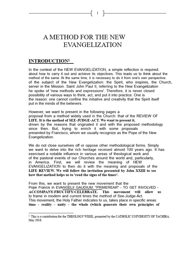 Method For The New Evangelization PDF | PDF | Catholic Church | Logos ...