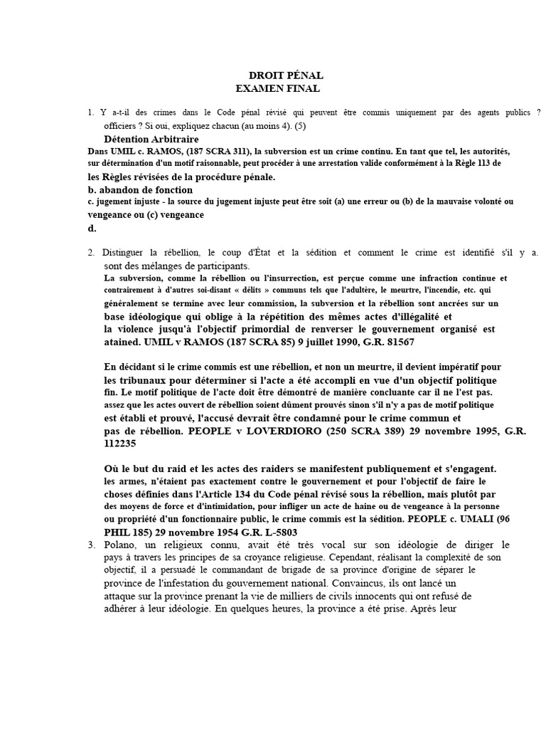 Crimes et responsabilités en droit pénal | PDF | Crimes | Crime et violence