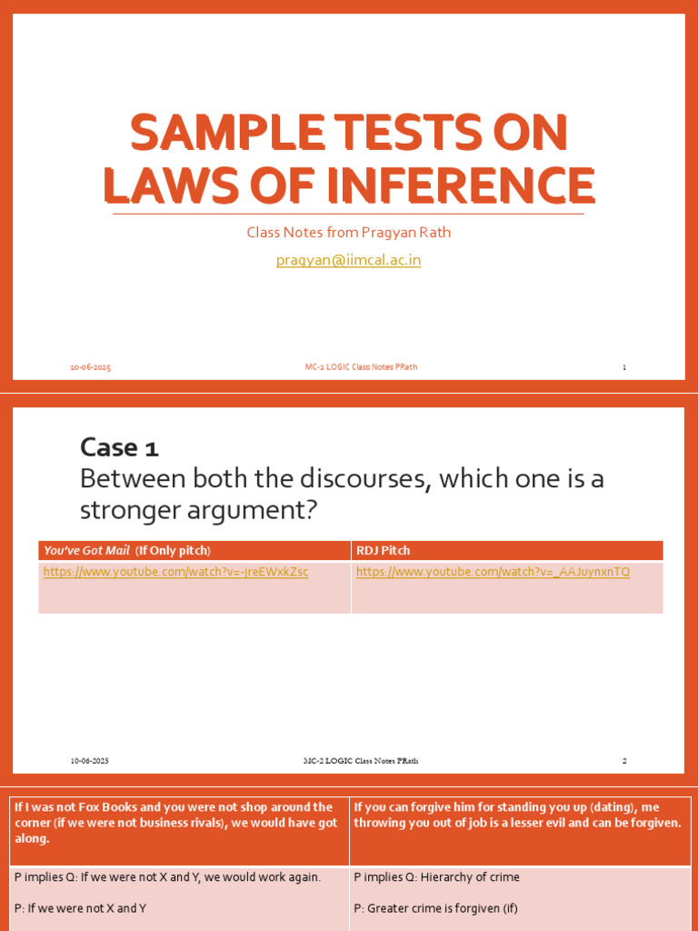 Laws of Inference: Logic Class Notes | PDF | Argument | Logic
