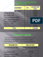 Machinery/ Equipment QTY Acquisition Cost: Packaged of Technology For Medium-Scale Corn Mechanization