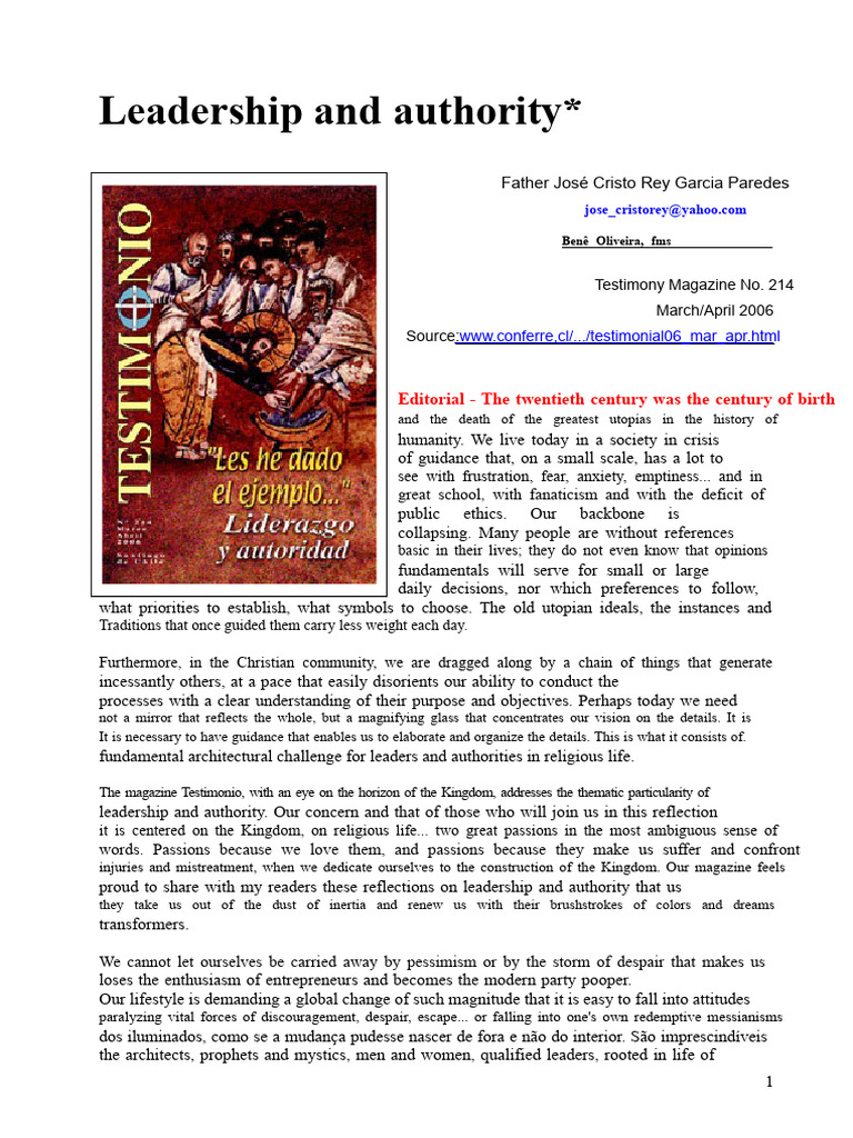 Leadership and Authority in Religious Life | PDF | Love | Leadership