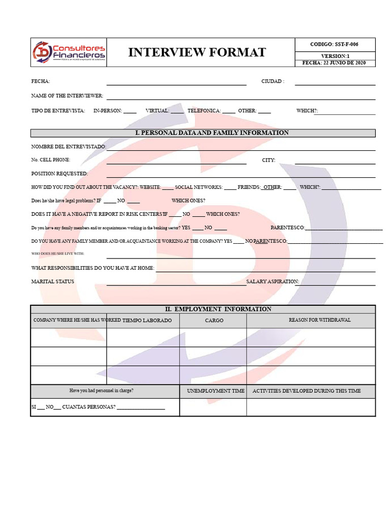 Interview Format for Job Candidates | PDF | Knowledge