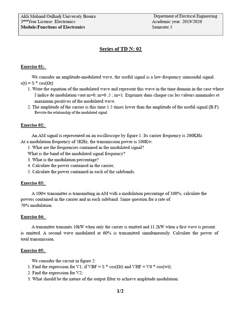 AM Wave Modulation Exercises Guide | PDF