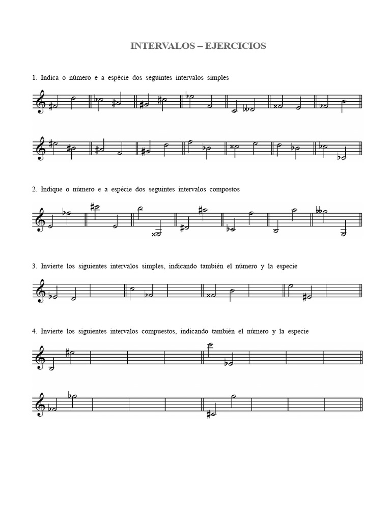 Ejercicios de Intervalos Musicales | PDF