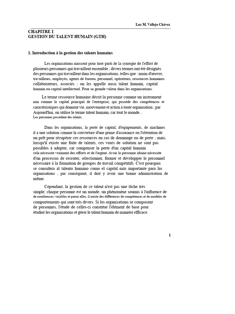Gestion du Talent Humain en Entreprise | PDF | Business | Gestion des ...
