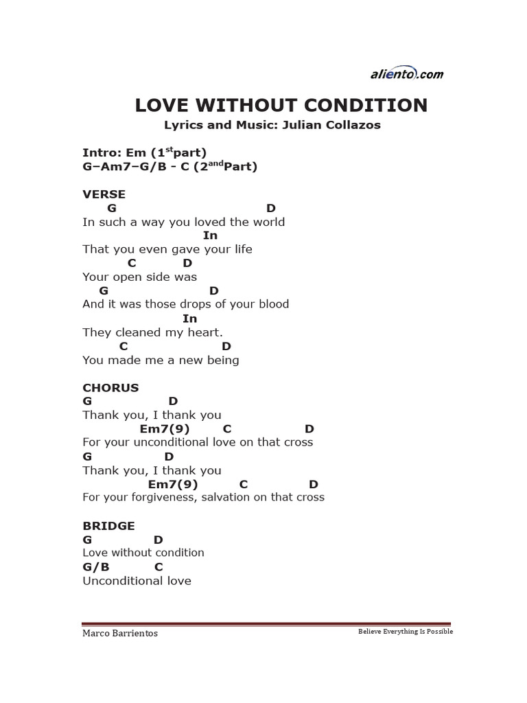 Unconditional Love Song Lyrics | PDF
