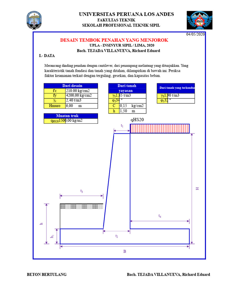Desain Dinding Penahan Cantilever Sipil | PDF