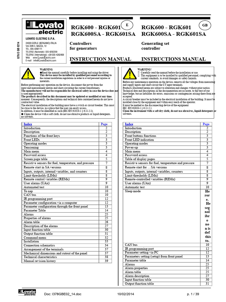 RGK600/601 Generator Controller Manual | PDF | Parameter (Computer ...