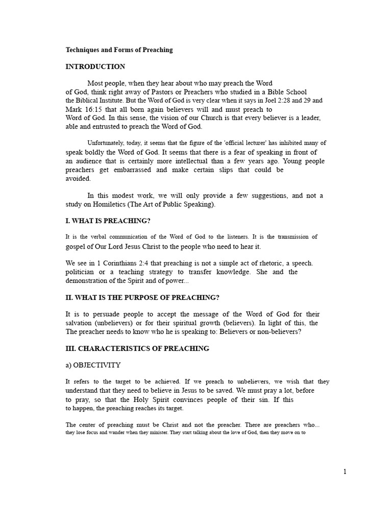 Preaching Techniques PDF | PDF | Sermon | Jesus