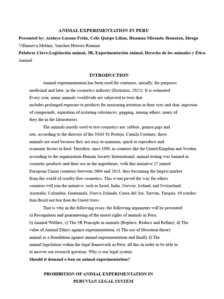 Animal Experimentation Laws in Peru | PDF | Animal Rights | Rights