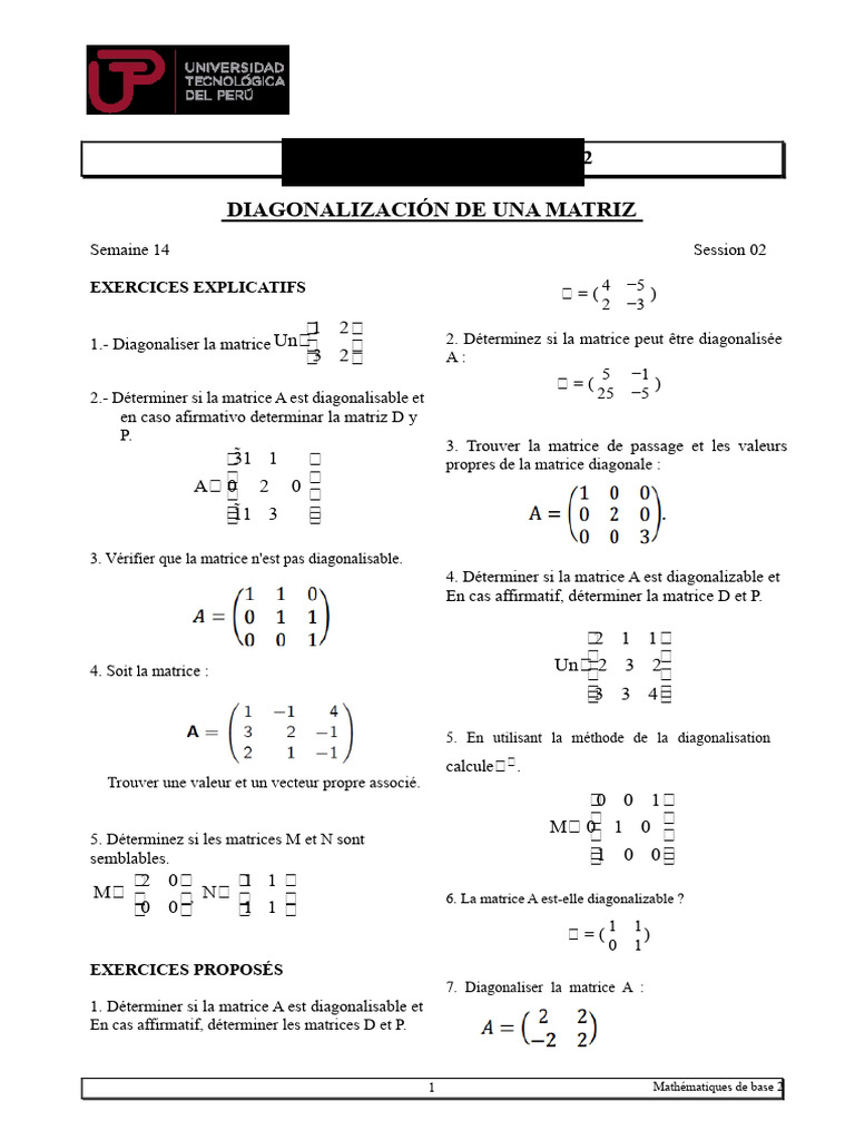 Diagonalisation des Matrices en Mathématiques | PDF | Matrice ...