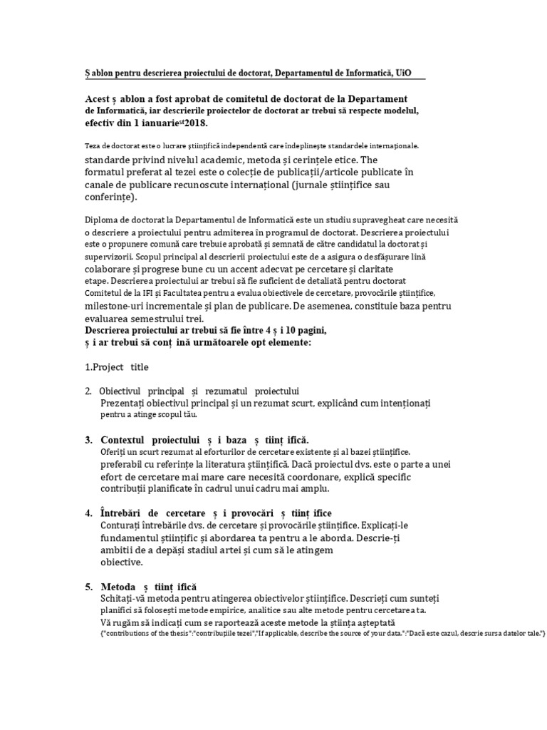 Ifi Template Pentru Propunerea de Proiect PHD 2018 PDF | PDF