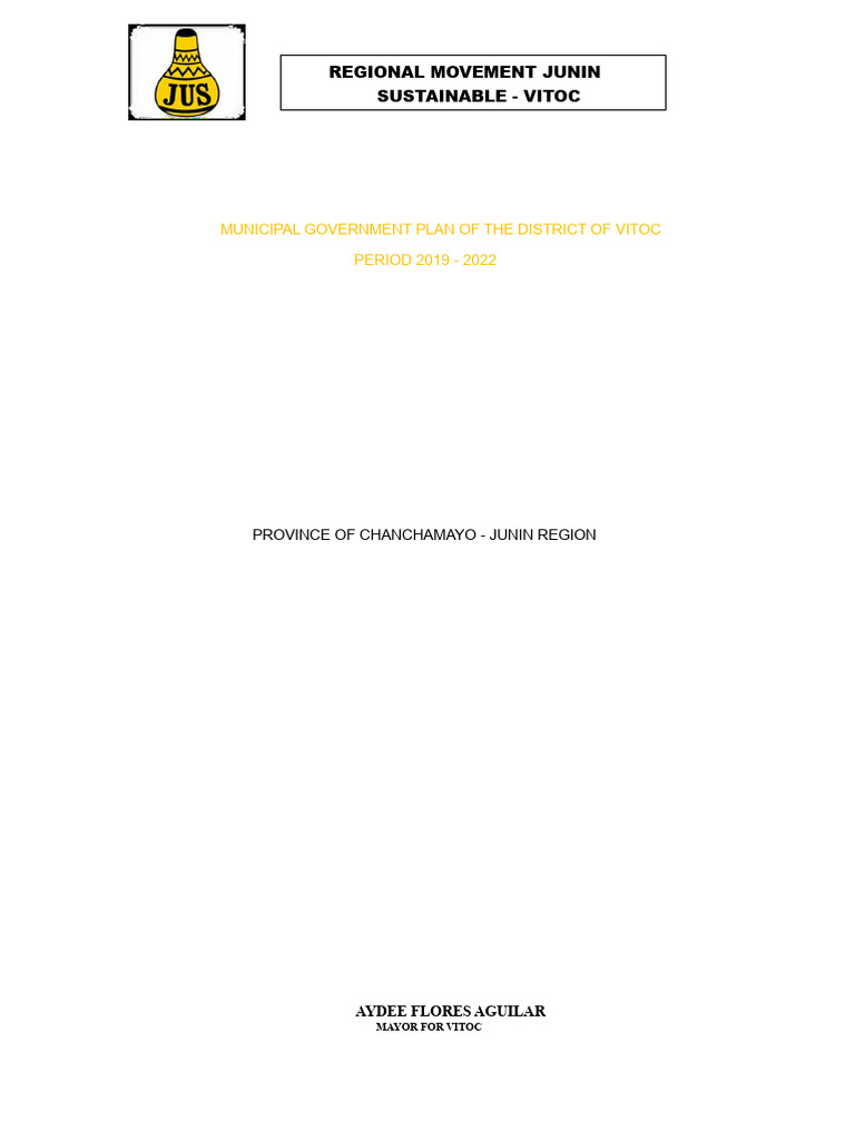 Municipal Government Plan of The District of Vitoc | PDF ...