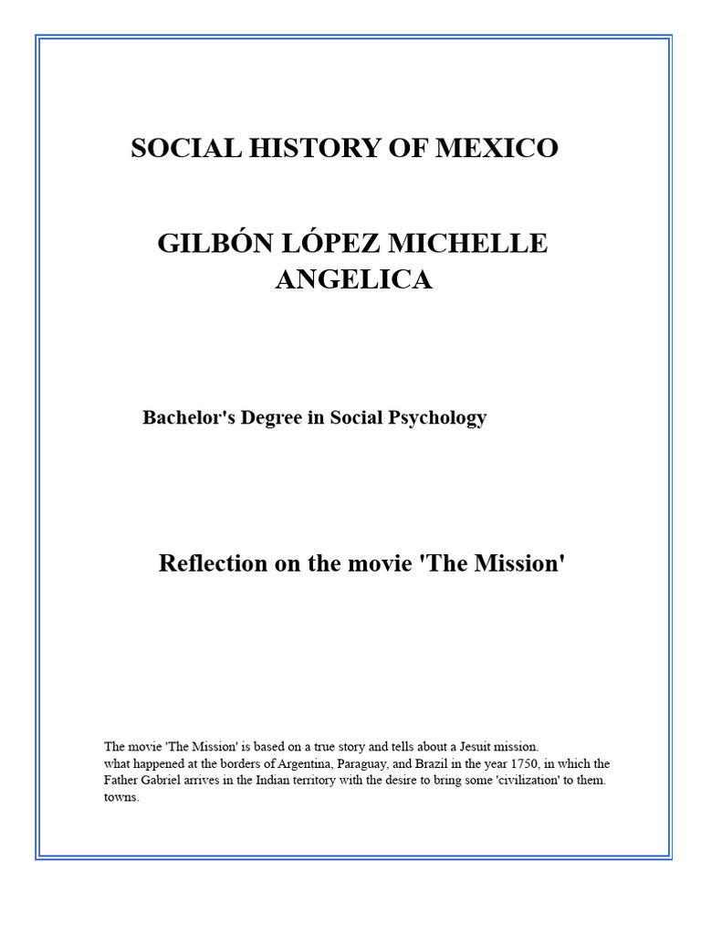 Reflection On The Movie The Mission | PDF