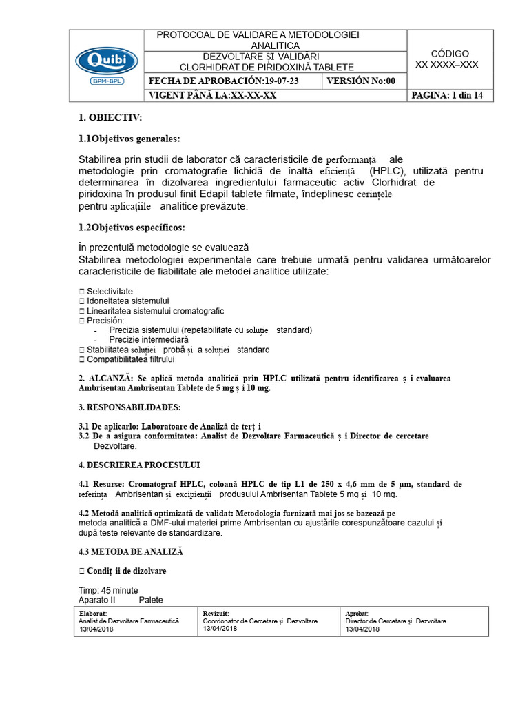 Protocol de Validare A Dizolvării - V1 | PDF