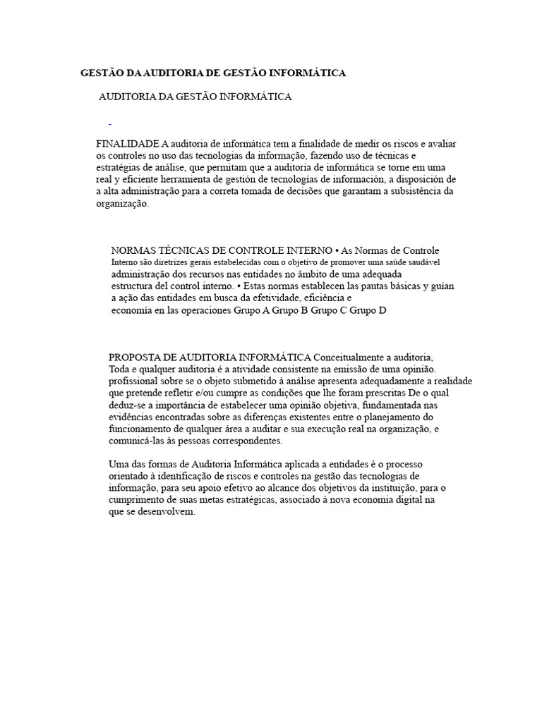 Auditoria em Gestão de TI: Riscos e Controles | PDF | Tecnologia da ...
