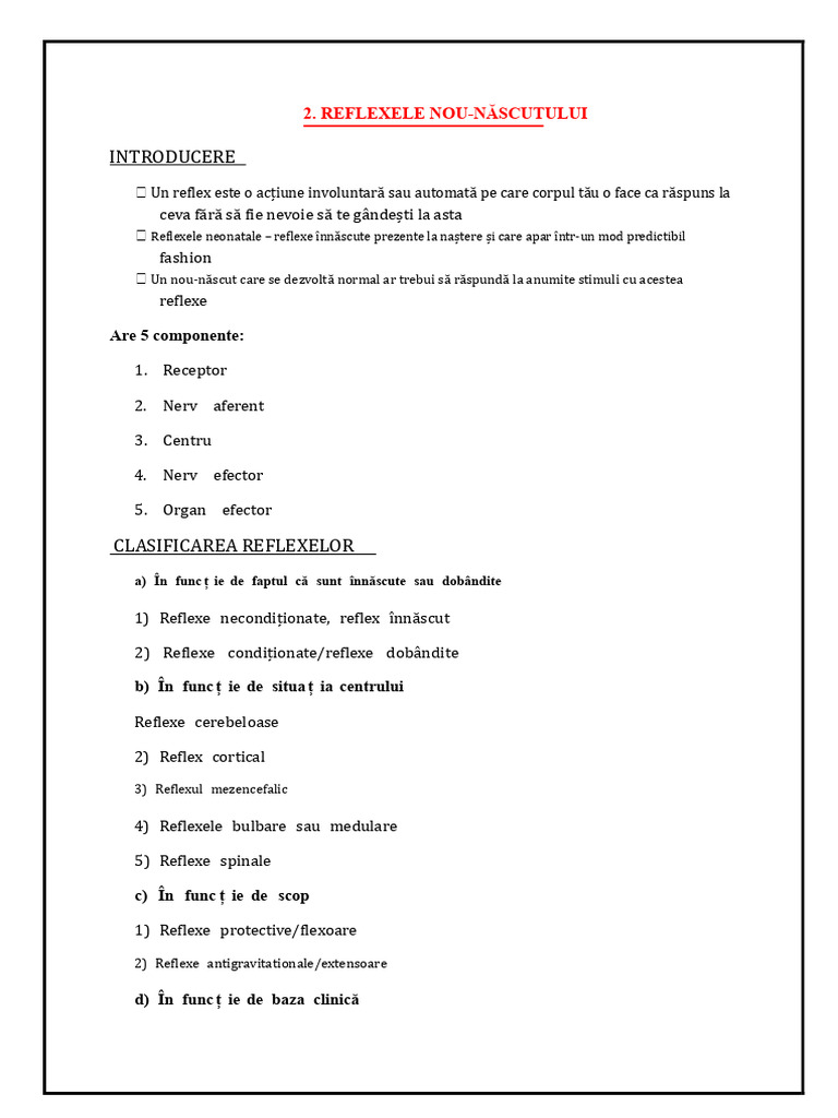 Reflexele Nou-Născutului | PDF