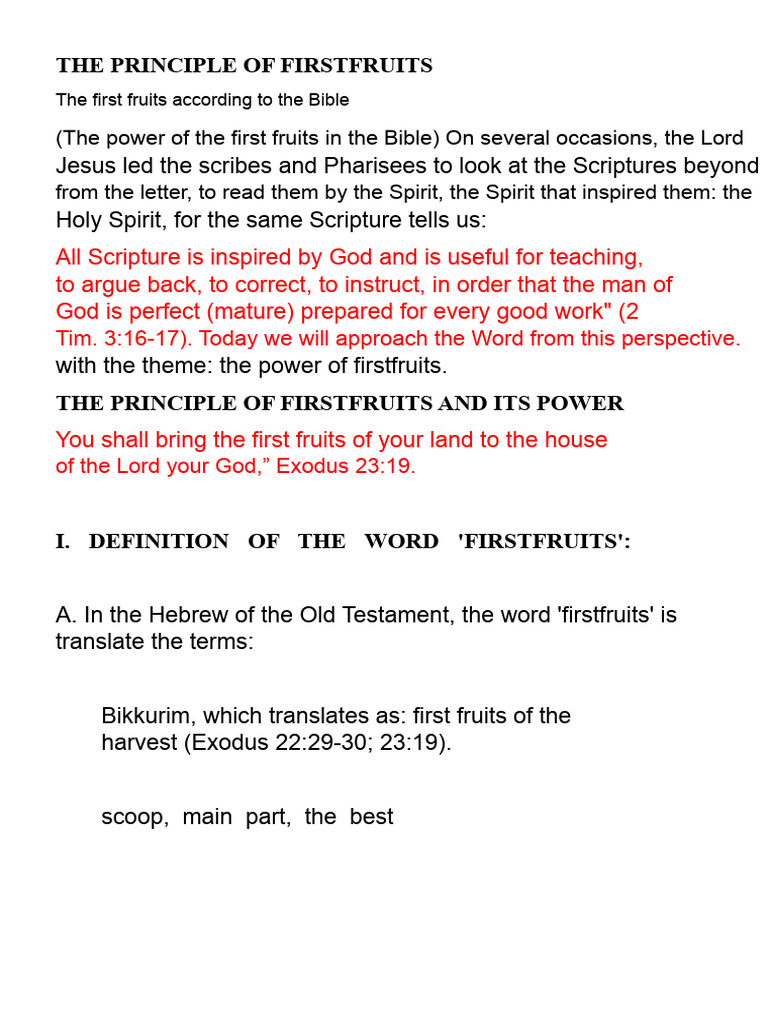 The Power of Firstfruits in the Bible | PDF | Bible | Jesus