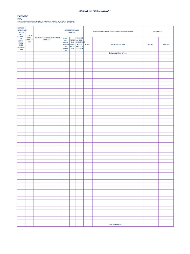 Format Buku Harian Akuntansi 5.1 | PDF