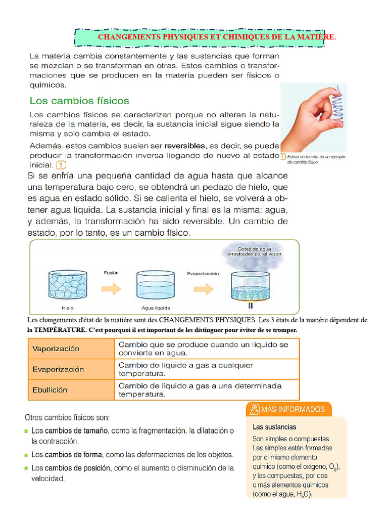 Changements Physiques et Chimiques de la Matière | PDF | Sciences physiques