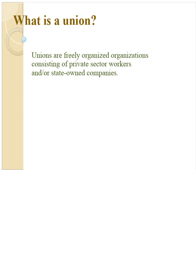 1 - Unions PowerPoint Presentation | PDF | Trade Union | Identity Document
