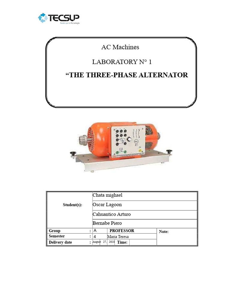 Three-Phase Alternator Laboratory Guide | PDF | Alternating Current ...