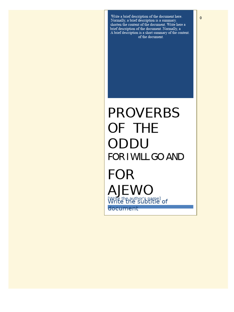 Proverb and Ifa Odu | PDF