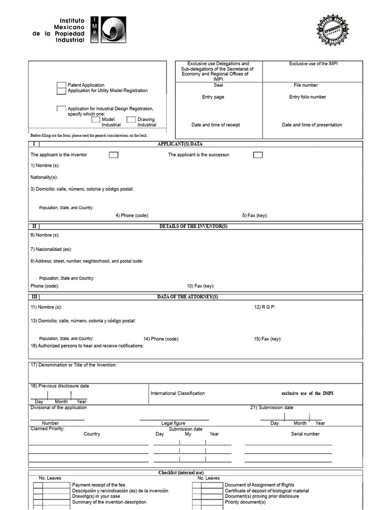 IMPI Patent Application Guidelines | PDF | Intellectual Property Law ...