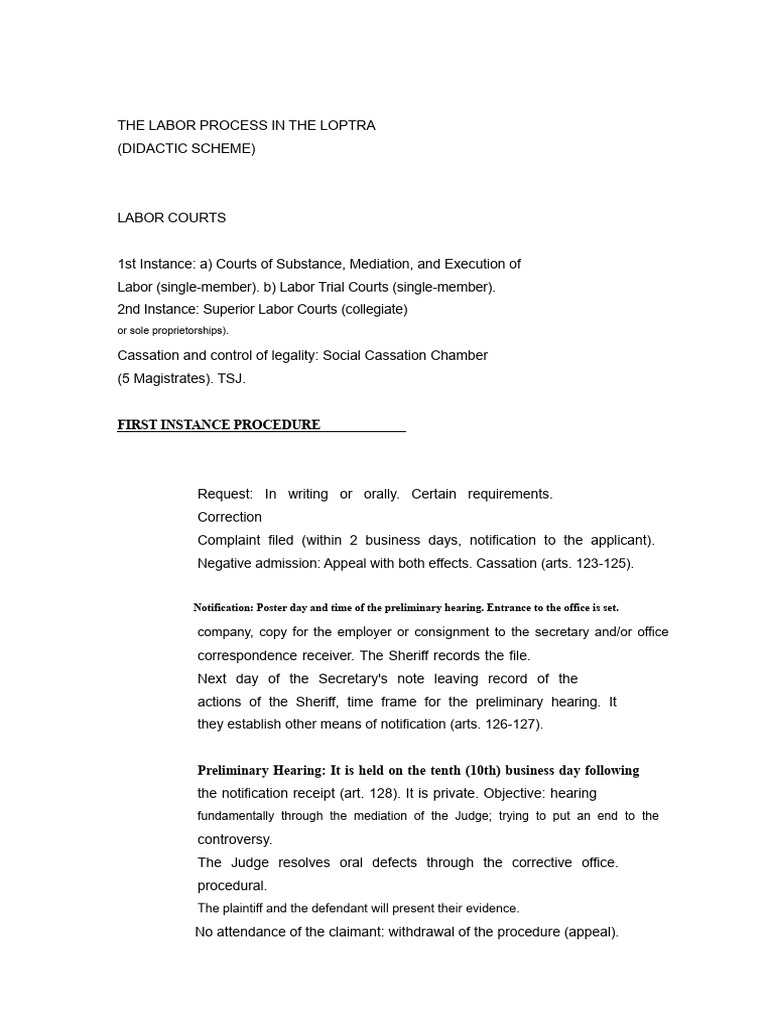 Labor Process Overview in LOPTRA | PDF | Lawsuit | Trials