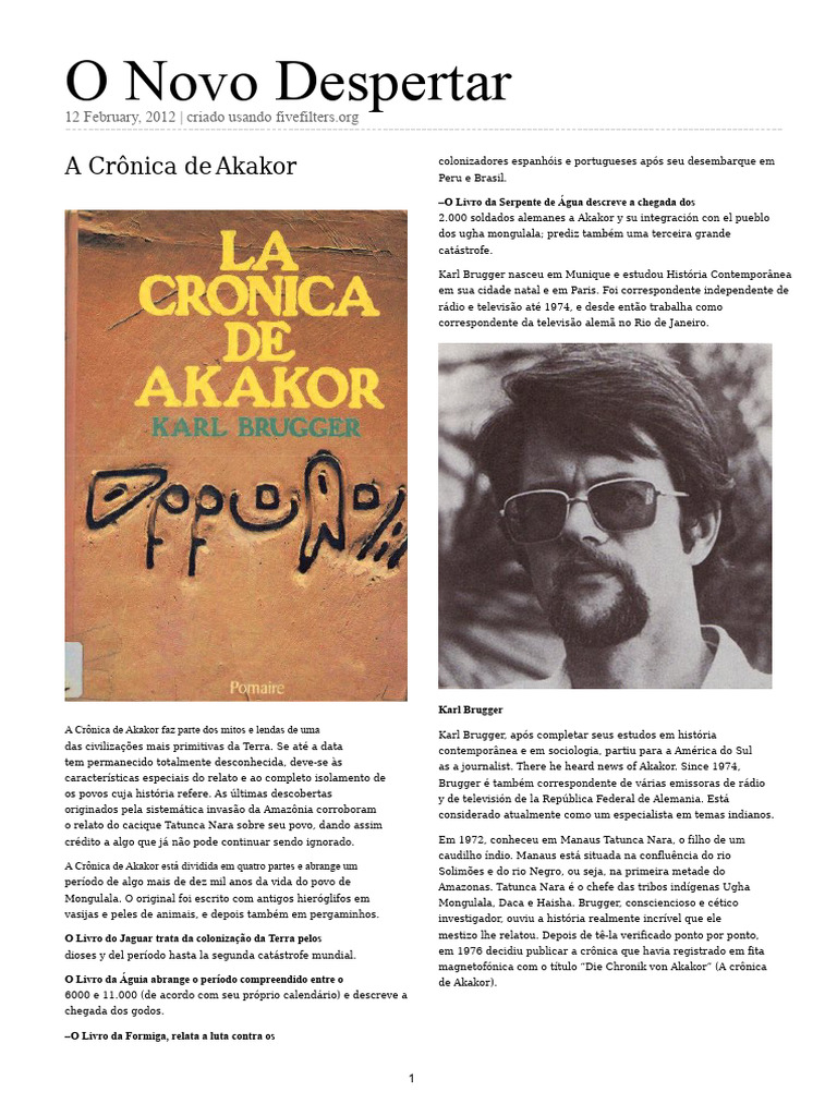A Crônica de Akakor: Mitos e Histórias | PDF
