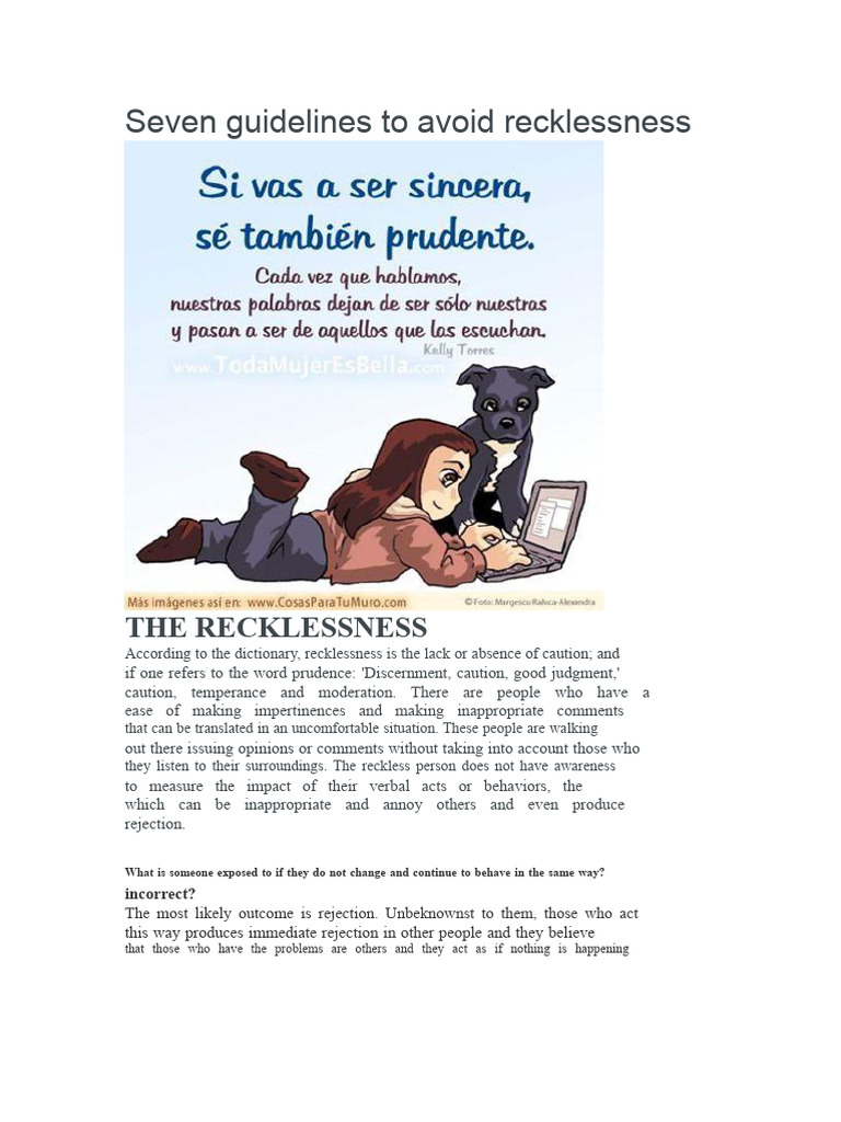 Seven Guidelines To Avoid Recklessness | PDF | Prudence | Emotions