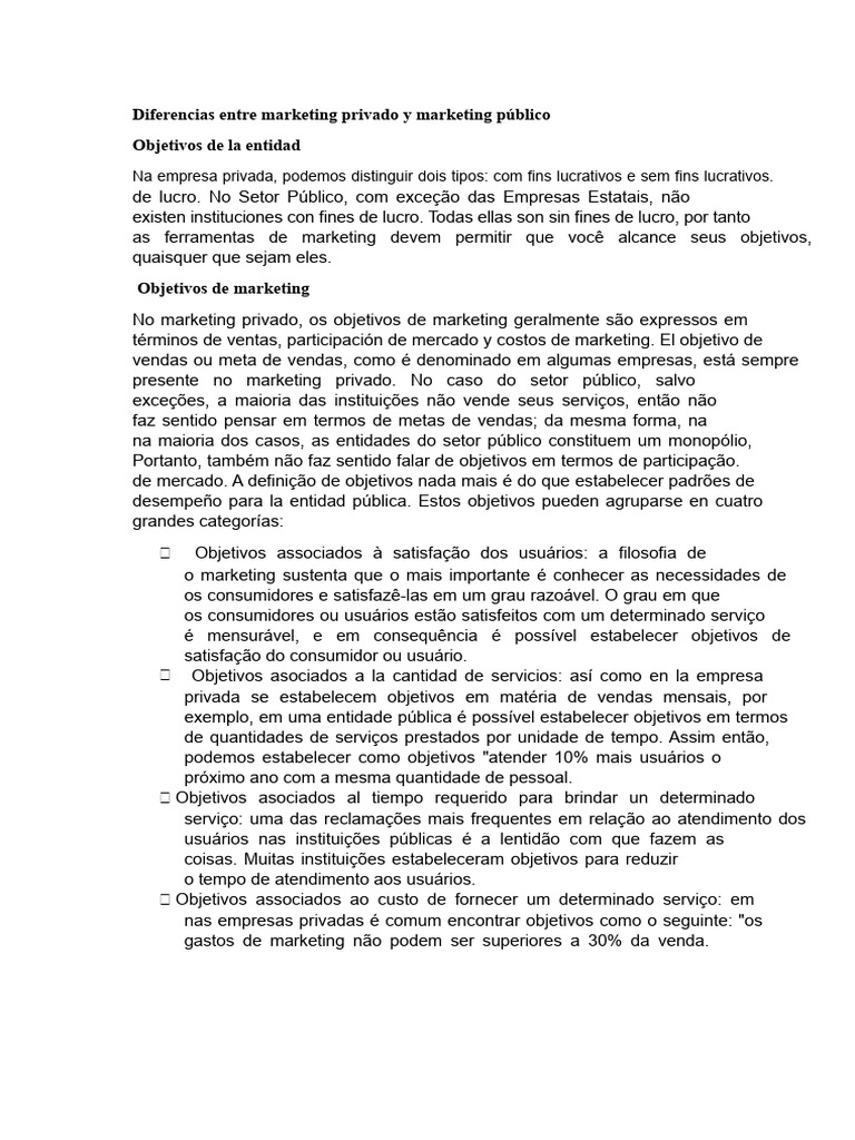 Marketing Privado vs. Público: Diferenças Essenciais | PDF | Marketing ...