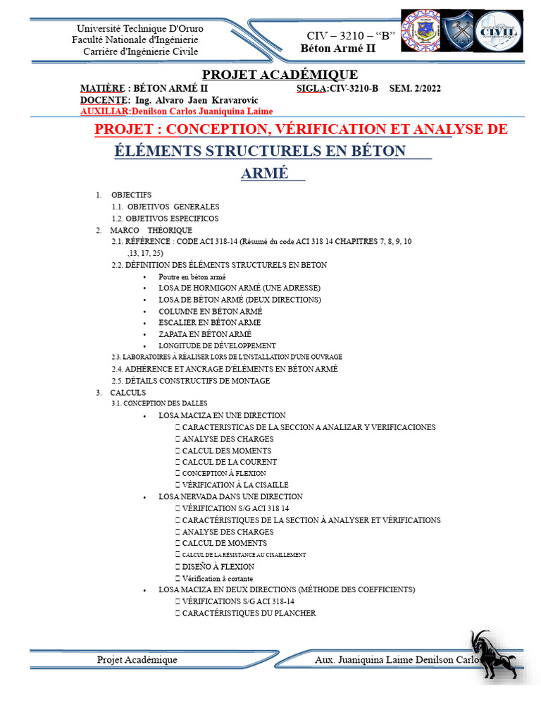 Projet Béton Armé II : Conception Structurale | PDF | Flexion (matériau ...