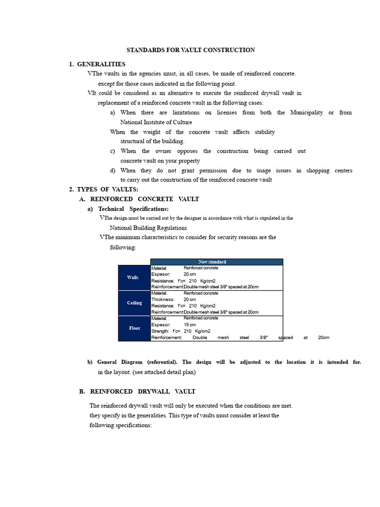 Vault Construction Standards Guide | PDF | Concrete | Reinforced Concrete
