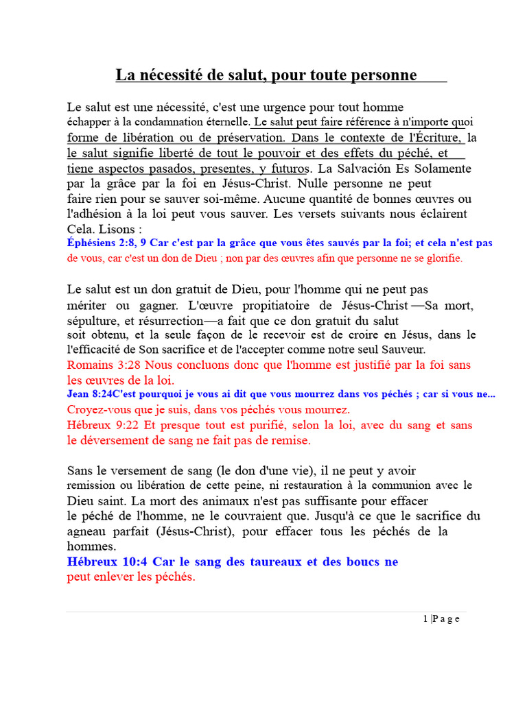 La nécessité du salut par la foi en Christ | PDF | Salut (théologie ...