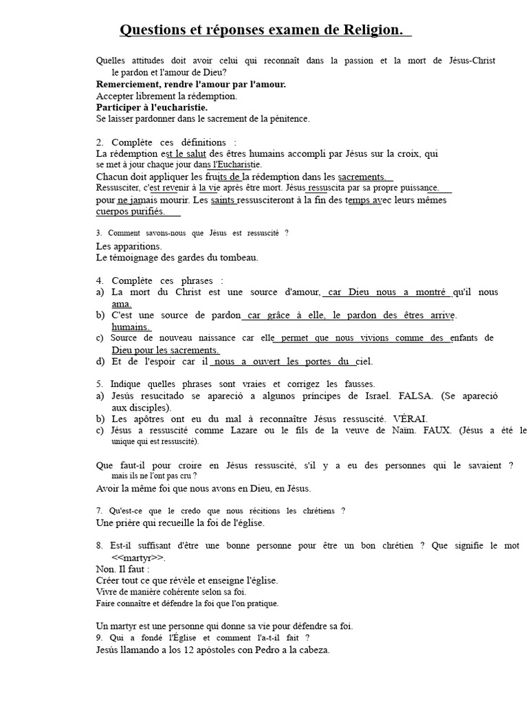 Questions et réponses sur la foi chrétienne | PDF | Jésus ...