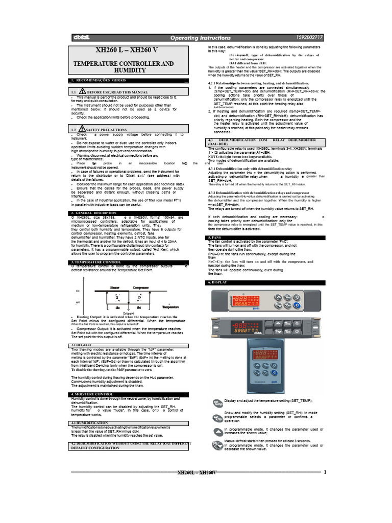 XH260 Temperature & Humidity Control Guide | PDF | Humidity ...