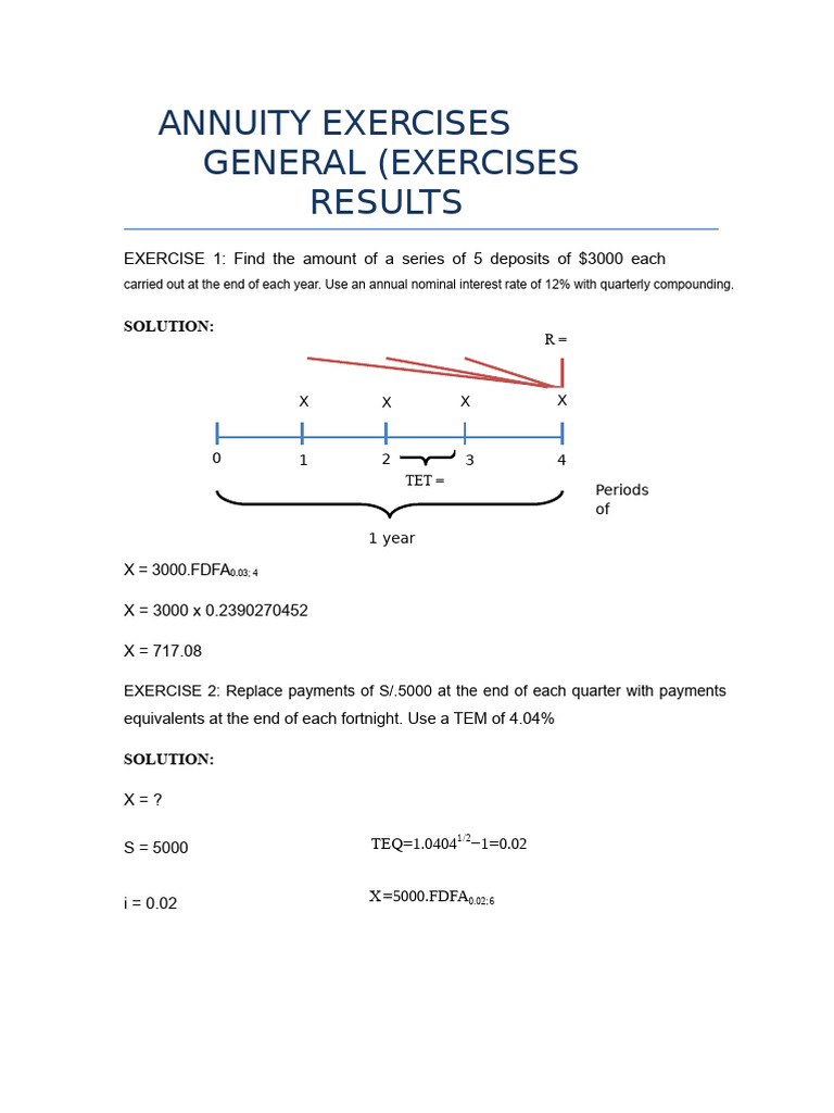 Annuity Exercises and Solutions Guide | PDF | Investing | Mathematical ...