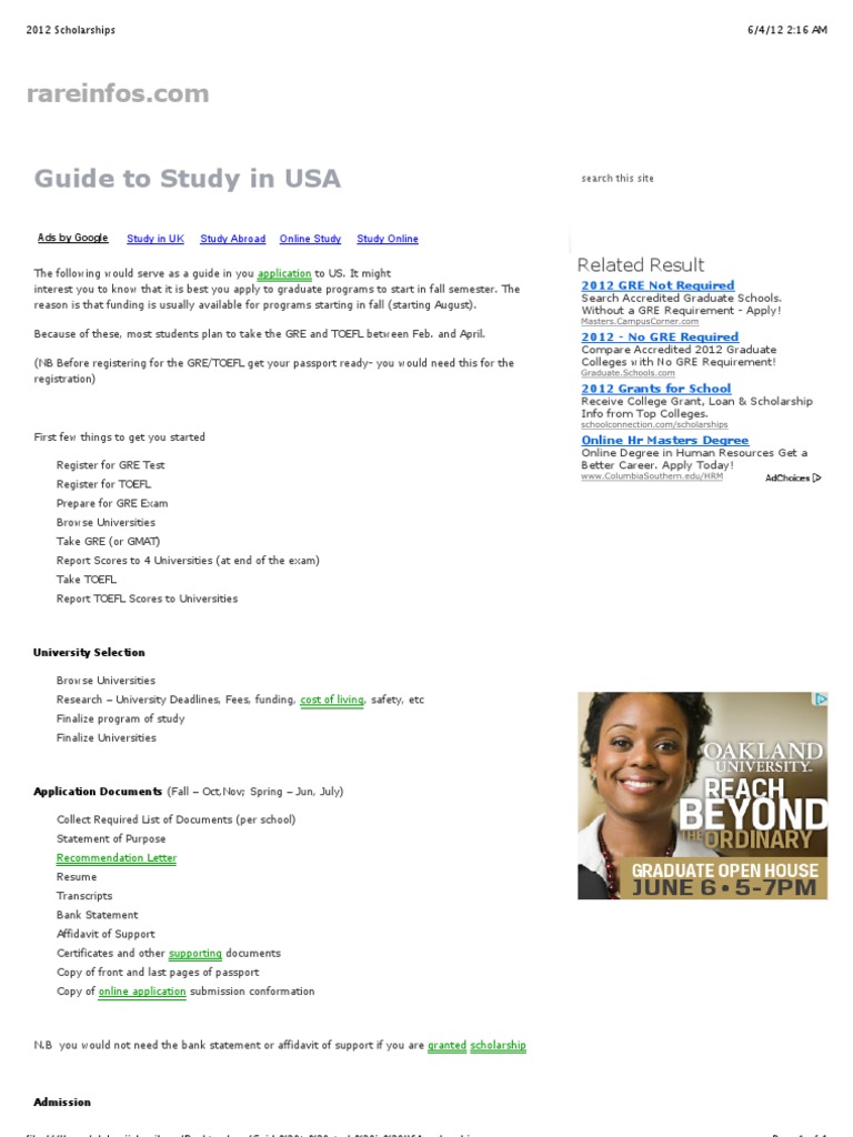 Guide To Study in USA | PDF | Graduate Record Examinations | Graduate ...