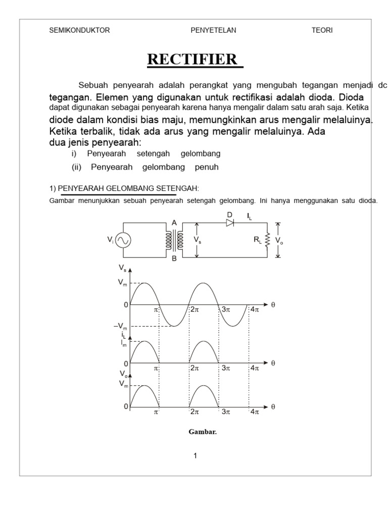 Teori dan Analisis Penyearah Dioda | PDF