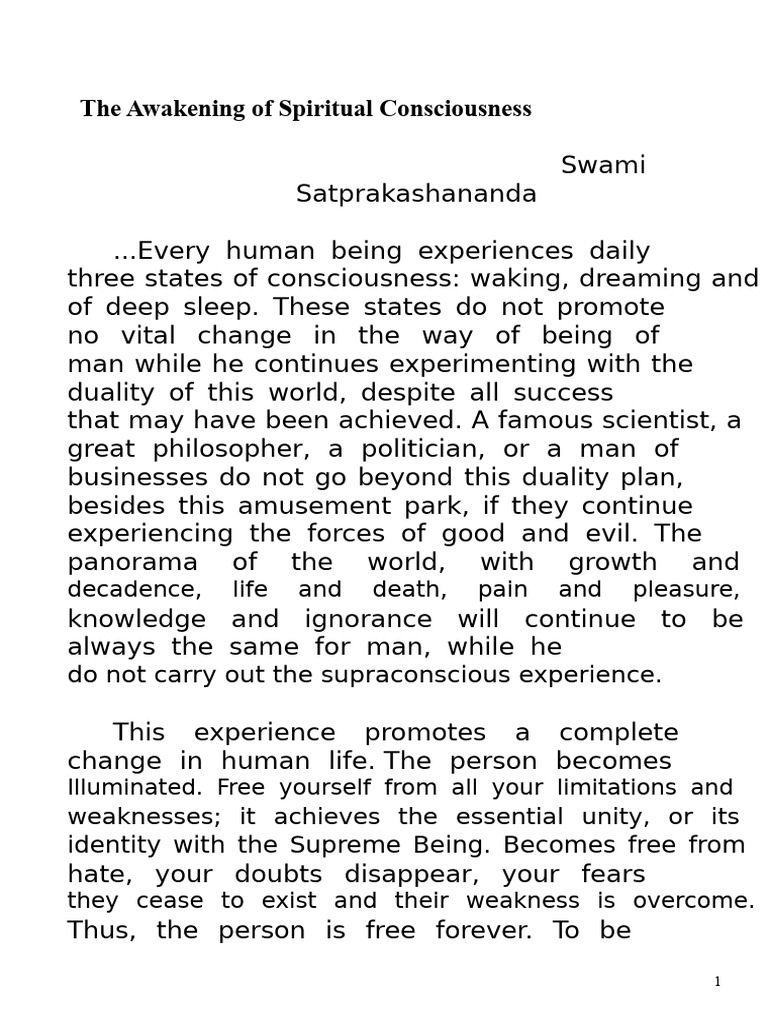 Awakening Spiritual Consciousness Explained | PDF | Mind | Meditation
