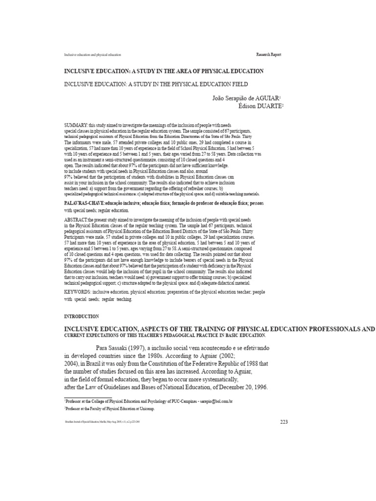 Inclusive Education in Physical Education | PDF | Inclusion (Education ...